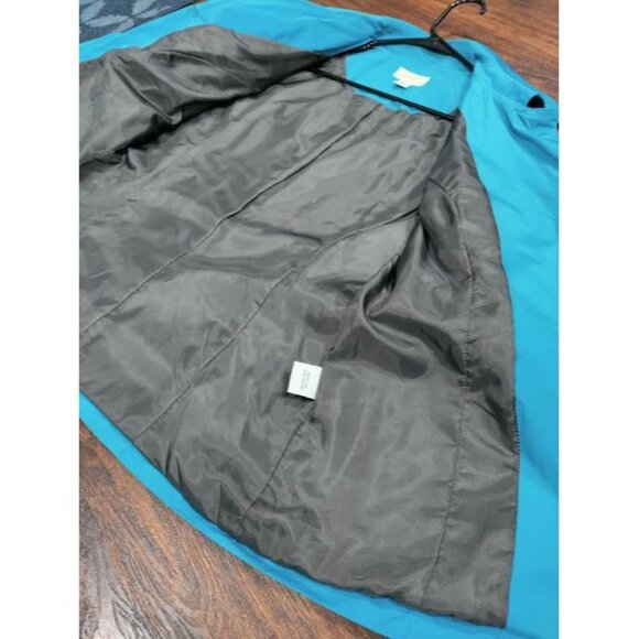 Talbots Spring Belted Trench Coat Teal Blue Women's Petite Size Medium - Picture 14 of 16